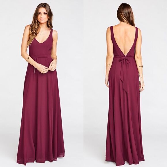 Show Me Your MuMu Jenn  Maxi Dress in  Merlot Chiffon size large - Picture 1 of 11